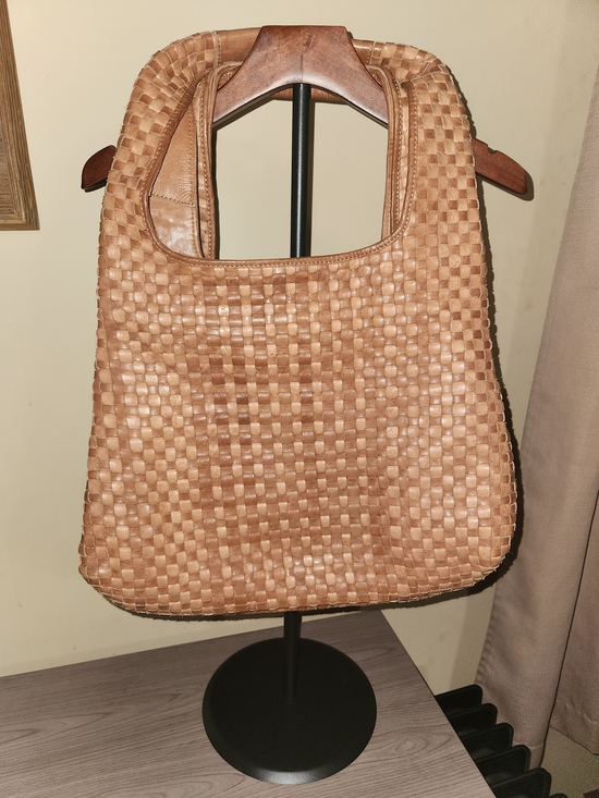 Handbags - Woven Leather Tote Bag in Tan - Women Bags